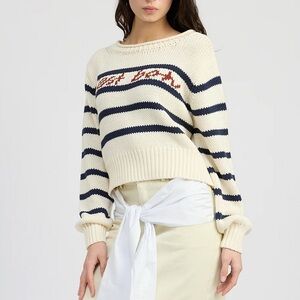 NWOT En Saison Helena Cotton Striped Sweater